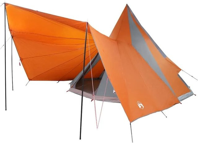vidaXL Familien-Tipi-Zelt mit Dach in Grau und Orange, B/T/H: 690 x 510 x 330 cm - Bild 1