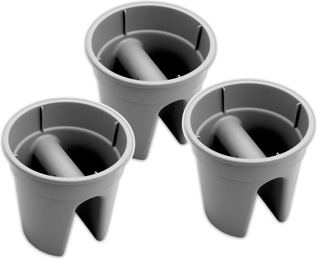 KHW Flowerclip Geländerblumentopf 3er Set Grau - Bild 1