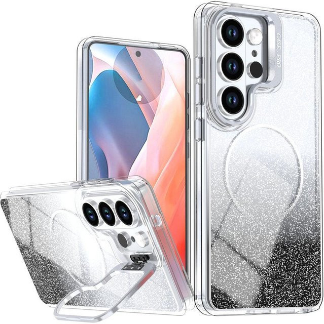 Glitzer-Handyhülle mit Magnetischem Halter und Ständer für Samsung Galaxy S26 Ultra S2 Plus S24 FE A6 A37 A17 in Transparent - Bild 1
