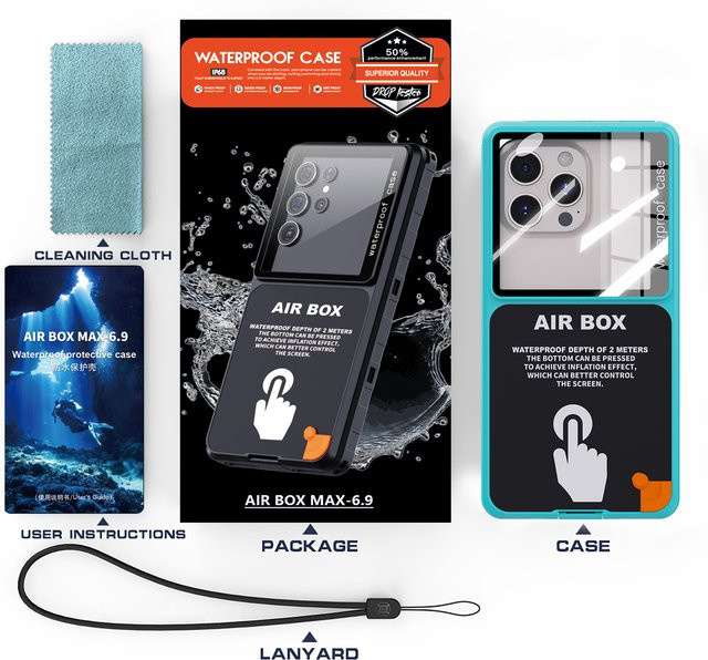Wasserdichte Handyhülle mit IP68 Schutz für Smartphones unter 7 Zoll in Weiß für Outdoor-Sport und Unterwasseraufnahmen - Bild 1