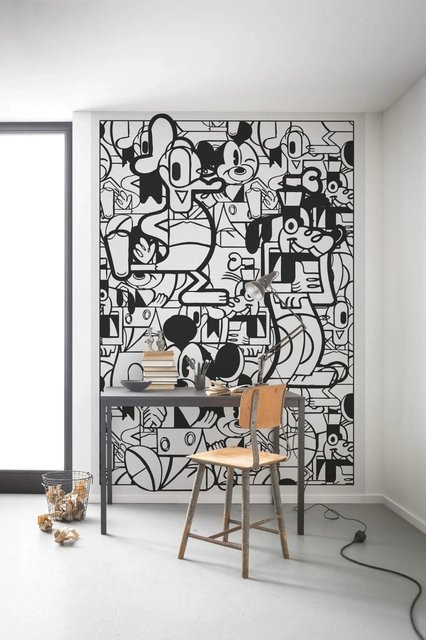 Disney Fototapete Micky Maus Schwarz-Weiß Vlies für das Kinderzimmer B: 200 cm, H: 280 cm - Bild 1