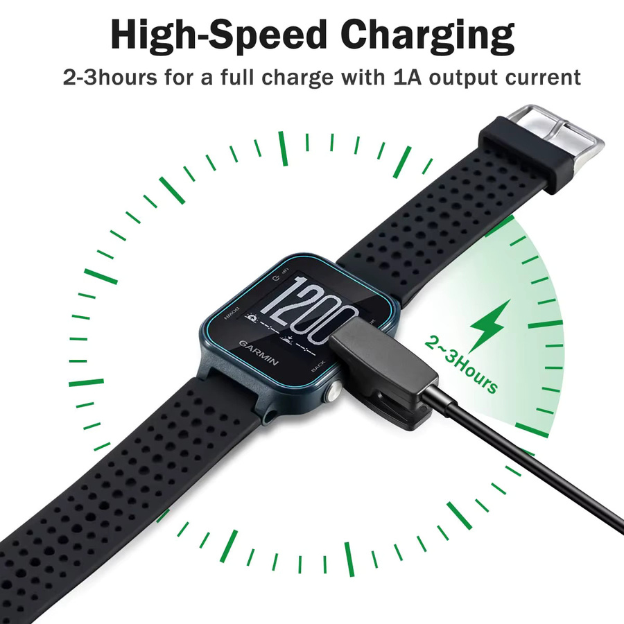2 Stück USB-Ladekabel für Garmin Forerunner 35 230 235 630 735xt 645 Musik und Approach G10 S20 mit Silikon-Clip-Halterung in Schwarz - Bild 5