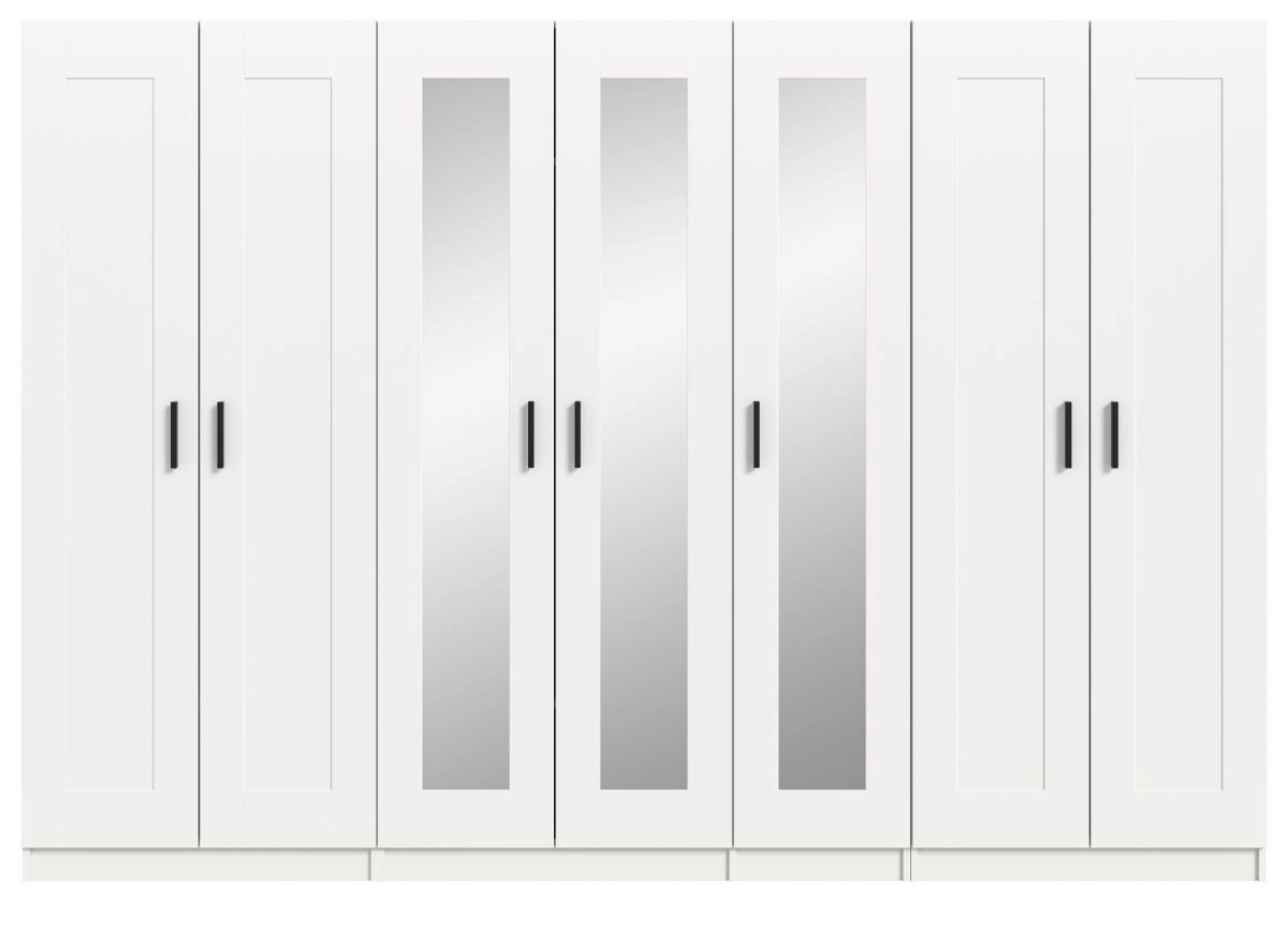 Kleiderschrank Jondal 7-türig mit Spiegel in Weiß, B/H: 280 x 194 cm - Bild 2