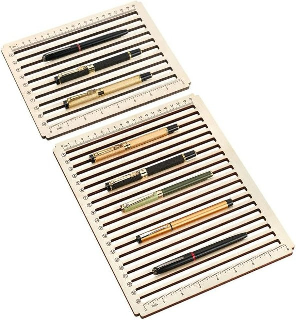 2er-Pack Bleistiftgravurvorrichtung aus Holz mit Skala und 10 oder 20 Fächern für professionelle Lasergravur und Schreibwarenherstellung - Bild 1
