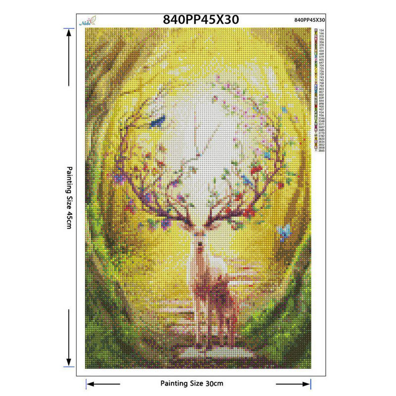 FIYO Diamond Painting Set Hirsch Mutter und Sohn im Wald, Mehrfarbig, B/H: 30 x 20 cm - Bild 2