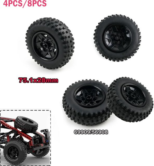 wishiot Reifen und Rad-Zubehör für Spielzeugautos, Schwarz, Durchmesser: 75,1 mm, Breite: 28 mm - Bild 1