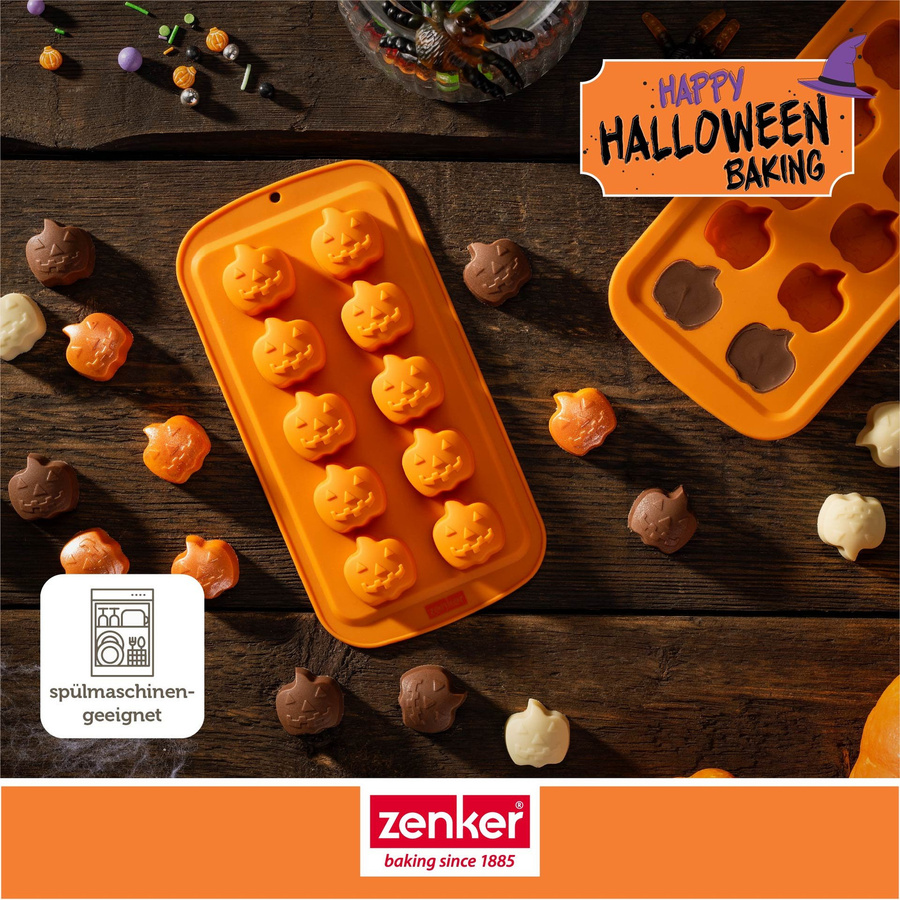 Zenker Happy Halloween Schokoform und Eiswürfelformer Mini-Kürbis aus Silikon in Orange - Bild 3