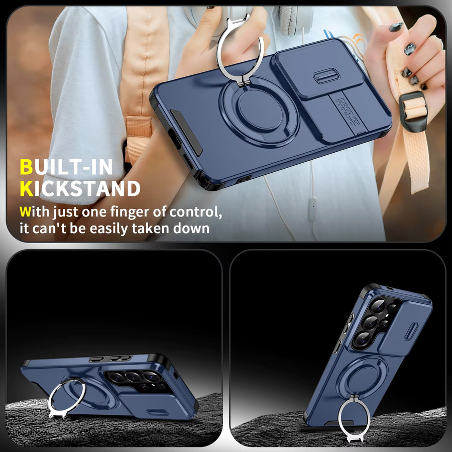 Magnetische Handyhülle für Samsung Galaxy S26 S25 S24 Ultra S25 Edge S24 Plus FE mit 360 Grad drehbarem Halter in Orange oder Blau - Bild 5
