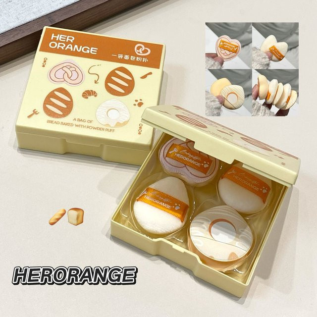 Herorange Mini-Daumenpuderquasten-Set, weicher beflockter Schwamm - Bild 1
