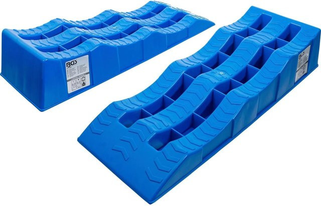 BGS Auffahrrampen-Set aus Kunststoff mit 3 Auffahrhöhen, 2-teilig, Blau - Bild 1
