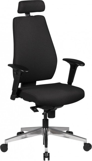 Amstyle Chefsessel Darius Drehstuhl mit Kopfstütze und Stoffbezug in Schwarz und Silber, Höhe: 141 cm, Breite: 76 cm, Tiefe: 70 cm - Bild 1