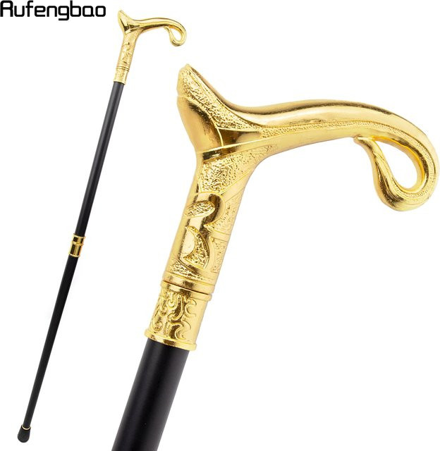 Rufengbao Goldener Luxus-Kurvenstab mit Knopfgriff, Gold, Gehstock - Bild 1