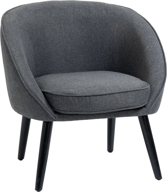 HOMCOM Polsterstuhl in Grau mit Leinen-Optik und modernem Design, B/T/H: 71 x 65 x 75 cm - Bild 1
