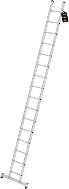 PROREGAL Sprossen-Anlegeleiter mit Traverse, 16 Sprossen, Silber - Bild 1