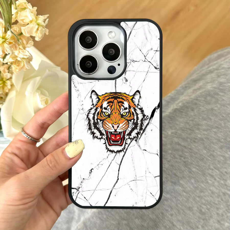 VNTK Streetwear Tiger Handyhülle für iPhone 16 15 14 13 12 11 Pro Max Plus und 16e mit Marmor-Design und Anti-Drop-Schutz - Bild 2