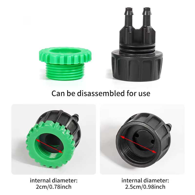 Pengliu 4-Wege-Wasserhahn-Adapter für Tropfbewässerungssysteme, 1/4 Zoll Schlauchanschluss, Grün - Bild 2