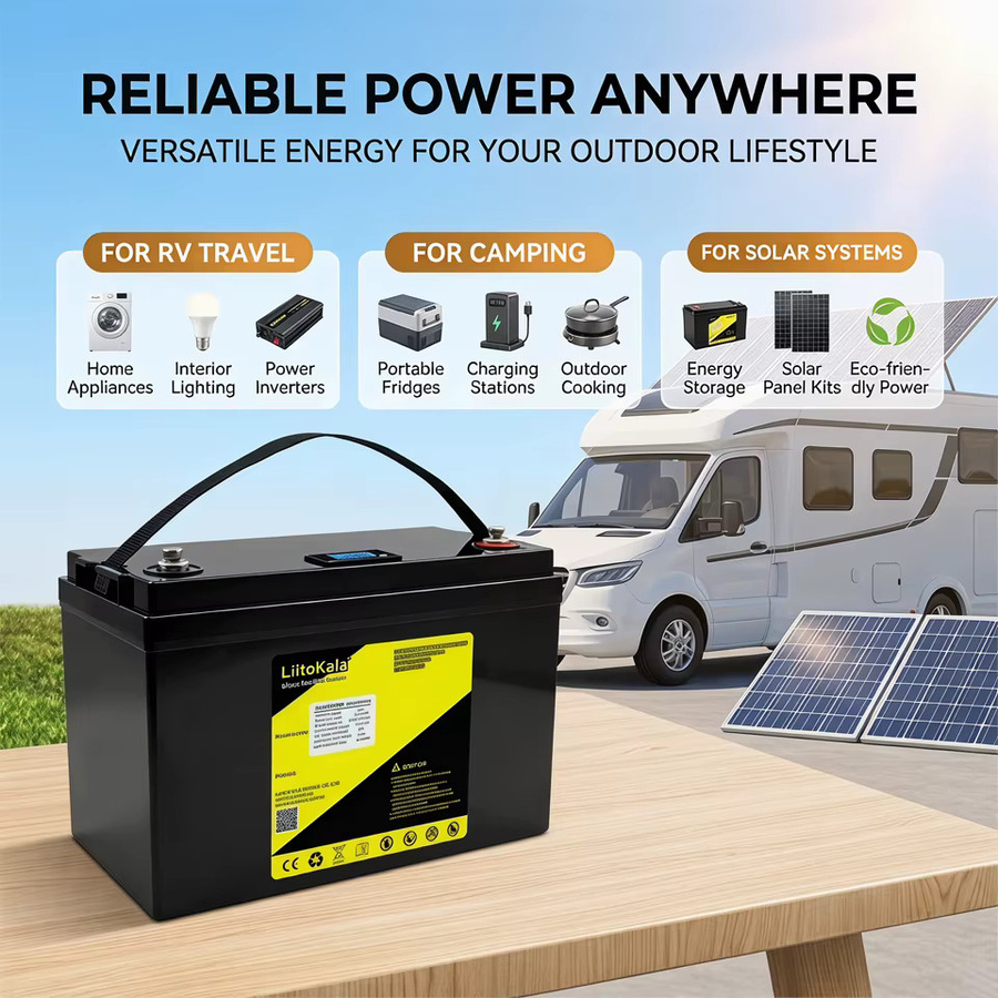 LiitoKala LiFePO4 Batterie 12V 120Ah 1536Wh mit Smart LCD-Display in Blau/Schwarz - Bild 6