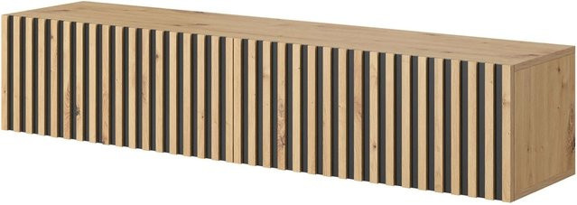 Selsey TV-Hängeboard Telire in Artisan Eiche mit Lamellen und schwarzen Akzenten, Breite: 138,6 cm - Bild 1