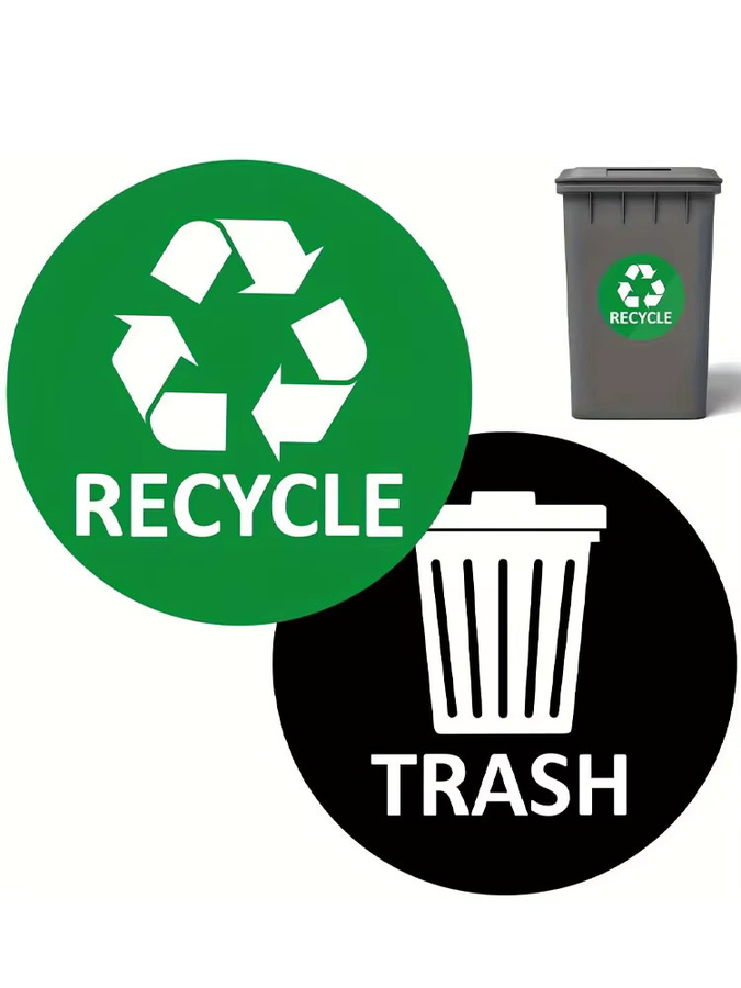 PVC-Recycling-Mülleimer-Aufkleber aus Vinyl in Mehrfarbig, 12,7 cm Durchmesser, für Behälter und Mülltonnen zur Dekoration von Heim oder Büro - Bild 6