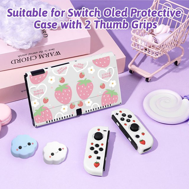 Nintendo Switch NS und OLED Schutzhülle aus weichem TPU in White und Multicolour inklusive 2 wolkenförmigen Joystick-Kappen - Bild 1