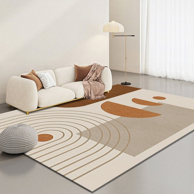 Wabi-Sabi Homes Dekorativer Teppich in Beige und Multicolour mit abstraktem Design aus Samt-Polyester für Wohnzimmer und Schlafzimmer - Bild 1