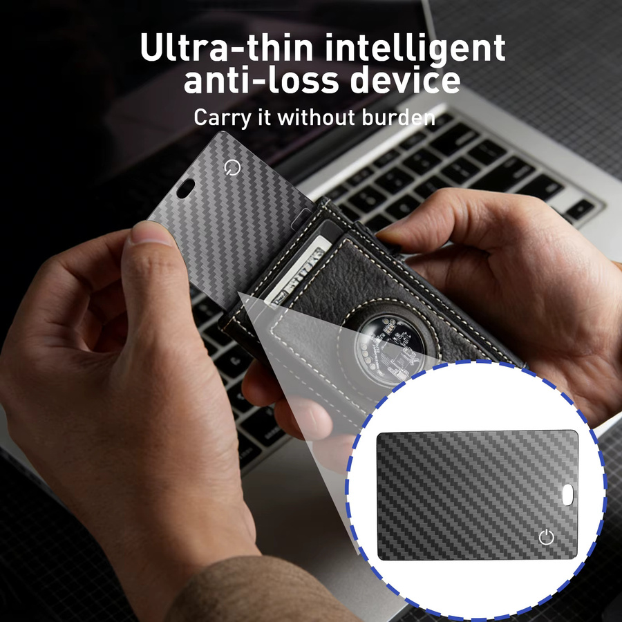 MOSON 2er-Pack Smart Wallet Tracker in Schwarz, wiederaufladbarer Dual-System-Gegenstandfinder kompatibel mit Apple Find My und Android Find Hub App - Bild 5