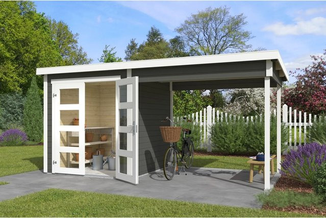 Lasita Maja Anbau Zambezi Gartenhaus in Grau-Grün, B/T: 250 x 200 cm - Bild 1