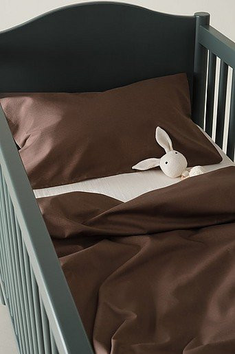 Jotex ZACK MINI Bettbezug-Set für die Krippe aus Bio-Baumwolle, Braun mit Tiermotiv - Bild 1
