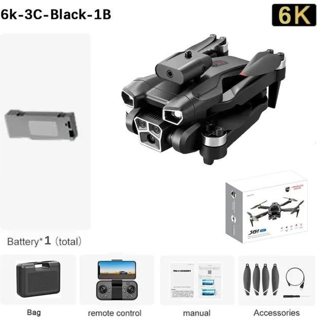 LYZRC UAV 8K HD Quadcopter mit Drei-Kamera Schwarz - Bild 1
