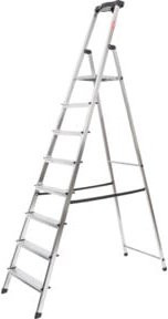 STIER Stehleiter aus Aluminium mit 8 Stufen in Silber, einseitig begehbar - Bild 1