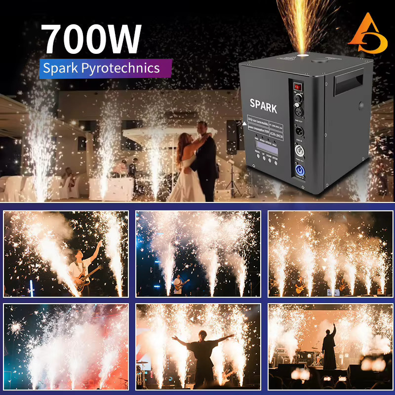 600W Kaltfunkenmaschine mit DMX-Steuerung in Schwarz für Party, Bühne und Outdoor-Einsätze - Bild 3