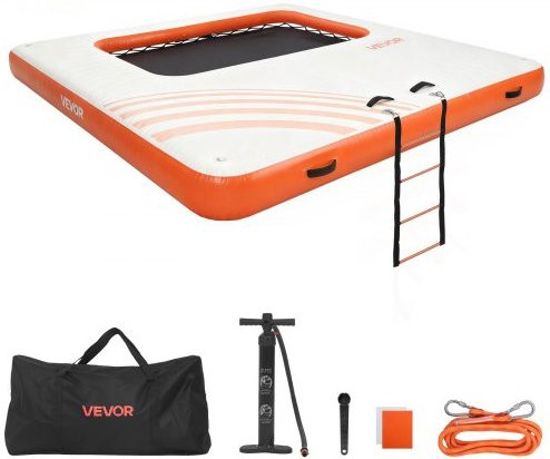 VEVOR Aufblasbares Schwimmdock mit rutschfester Oberfläche, Tragetasche und abnehmbarer Leiter, B/B: 3,05 x 3,05 m - Bild 1