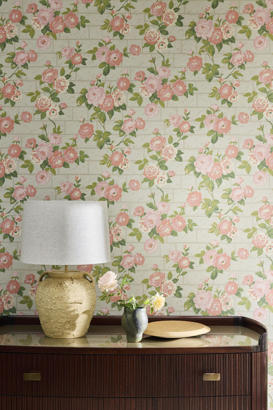 Little Greene Tapete Rose Garden in Green Stone mit floralem Botanical-Design - Bild 2