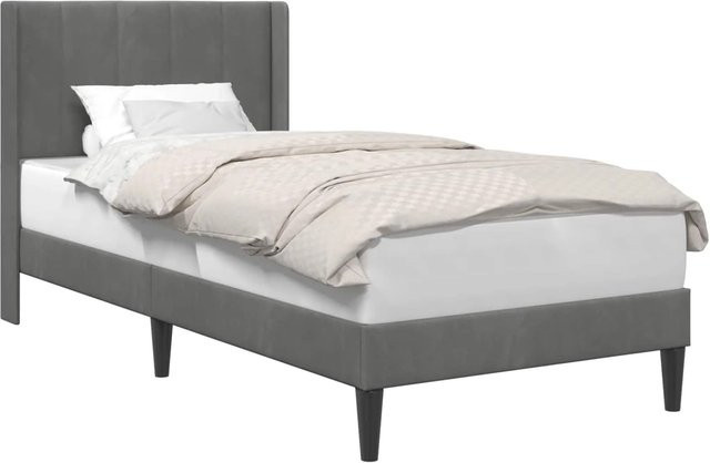 vidaXL Bettrahmen mit Kopfteil aus Samt in Dunkelgrau, B/T/H: 100 x 200 x 96 cm - Bild 1