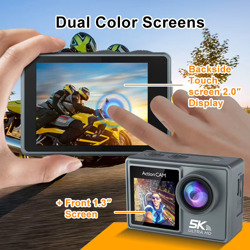 Blossom M40TR 5K Action Camera Pro Schwarz mit EIS Anti-Shake WiFi und 1080P 60FPS Wasserdichte Sportkamera - Bild 6