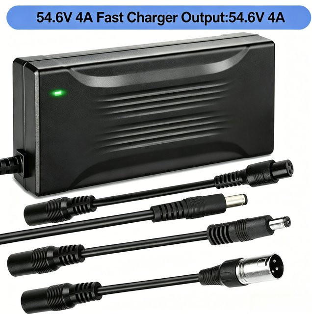 Xietongpo Lithium-Batterie-Ladegerät 54,6V 4A für 13S 48V E-Bike und Elektroroller, Smart CC CV Schnellladung mit Auto-Stop und Mehrfachschutz, Schwarz - Bild 1