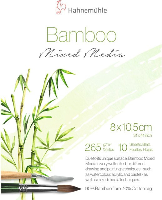 Hahnemühle Bamboo Mixed Media Block naturweiß 265g/m² 10 Blatt B: 8 cm, H: 10,5 cm - Bild 1