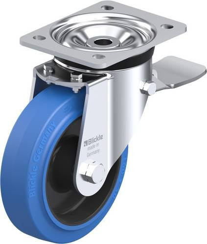 Blickle Lenkrolle LK-POEV 160R-ST-SB mit Feststeller, Rad-Durchmesser: 16 cm, Tragfähigkeit: 400 kg, Schwarz/Blau - Bild 1