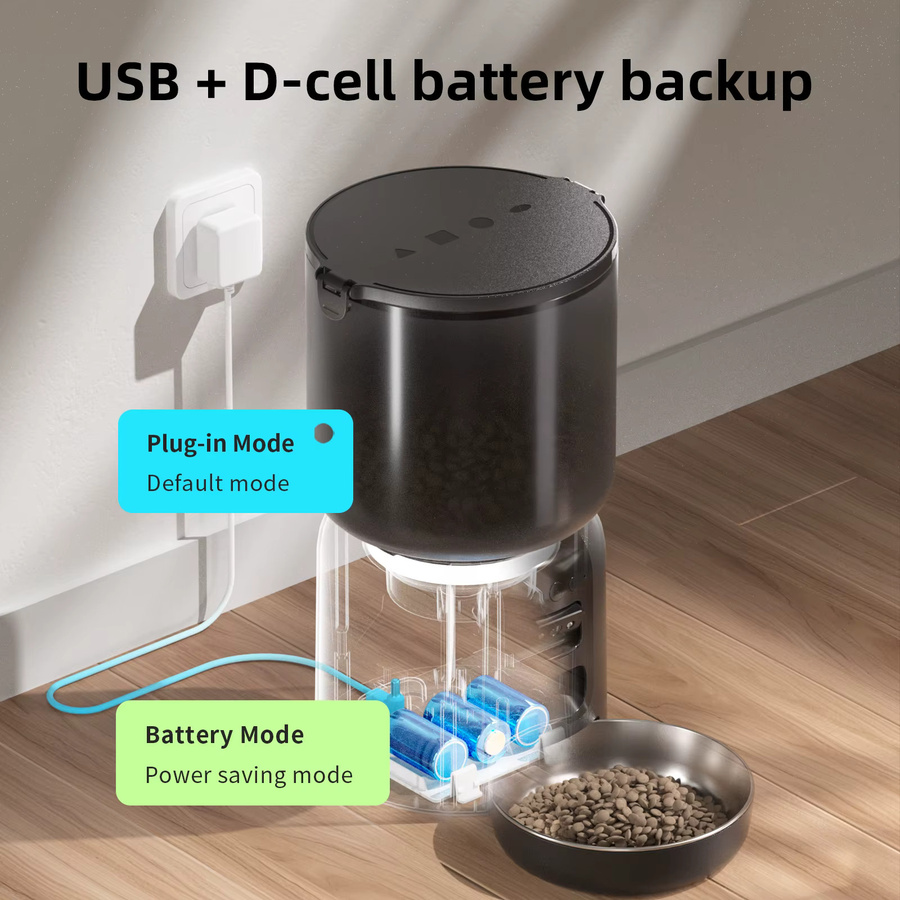 Weomg Automatischer Haustierfütterer mit WLAN-Kamera und Zeitsteuerung, 4l, Schwarz - Bild 4