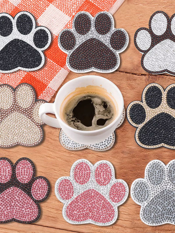 10-teiliges DIY-Diamant-Malerei-Kunstset mit Katzenpfotenmuster als Untersetzer, mehrfarbiges Mosaik-Handwerk aus Kunststoff in unregelmäßiger Form - Bild 7
