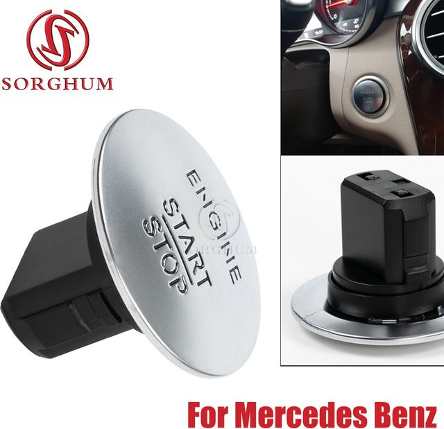 SORGHUM Auto Keyless One-Click Start Stop Push Button Motor Zündschalter für Mercedes Benz W176 W204 W212 W207 GL X164 GLE in Silber - Bild 1