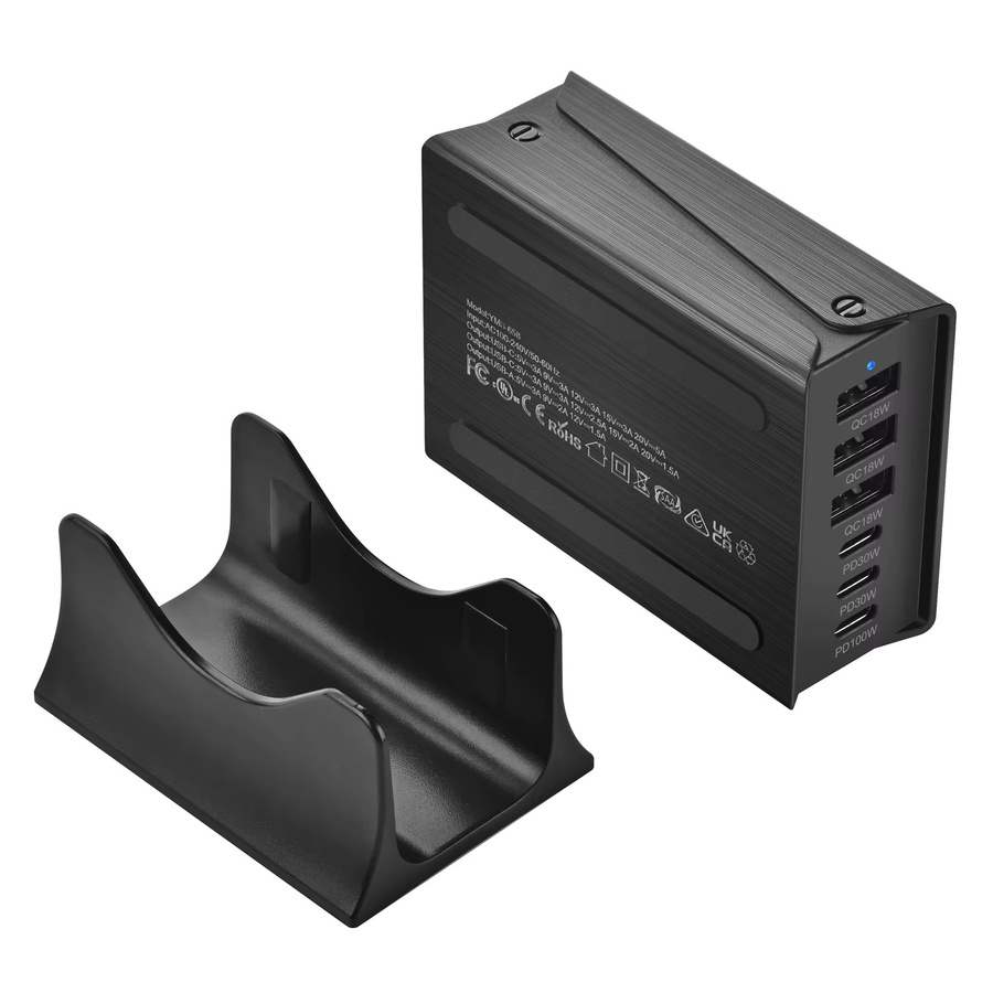 Deepartner USB-C 6-Port Ladestation Hub mit 200 W Fast Charging PD-Ladegerät in Schwarz - Bild 4