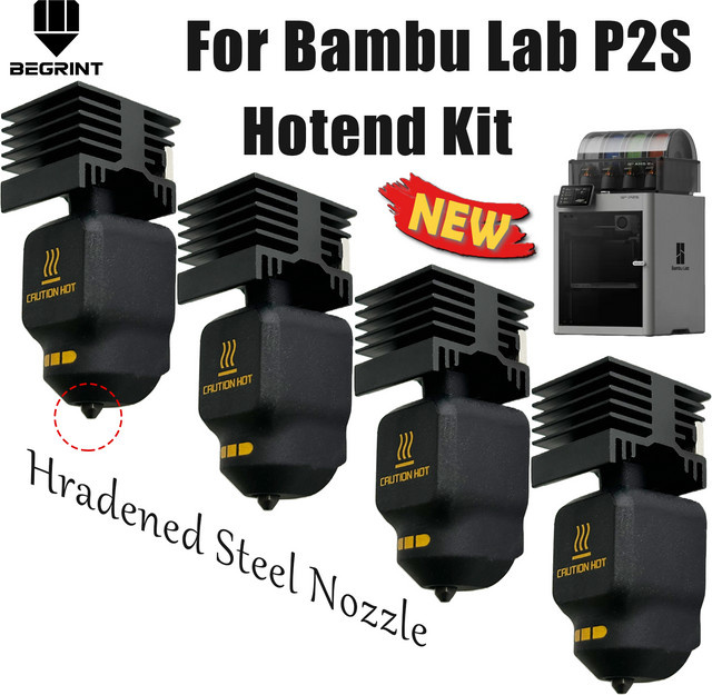 Bambu Lab P2S Hotend Kit Standard Flow für Hochgeschwindigkeitsdruck mit abnehmbarer Hartstahldüse in Schwarz - Bild 1
