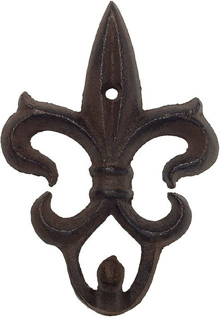 Garderobenhaken Lilie aus Gusseisen im Antik-Stil, Farbe Braun, Wandmontage, B/T/H: 13,0 x 9,0 x 3,0 cm - Bild 1