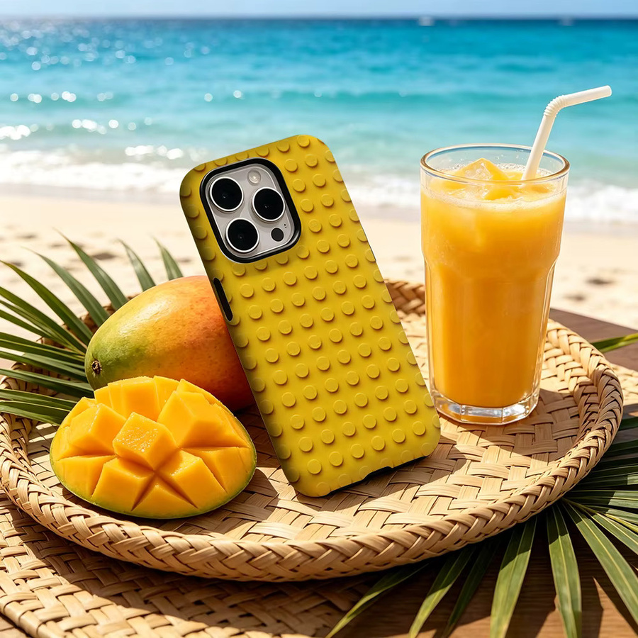 CaseChic MagSafe Schutzhülle für iPhone 17 16 15 14 Pro Max mit gelber Lego-Stud-Textur und stoßfestem Bumper in Gelb - Bild 2