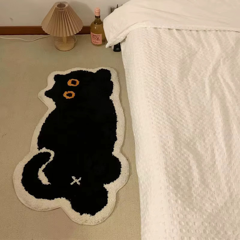 VIKAMA Schwarzer Katzenteppich aus Kaschmirimitat für Wohnzimmer und Schlafzimmer - Bild 2