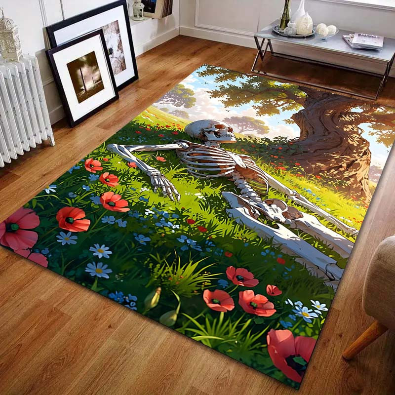 UQIDEHOME Teppich mit Skelettbaum Muster für Wohnzimmer und Schlafzimmer, Waschbare Bodenmatte, Breite: 60 cm, Tiefe: 40 cm - Bild 2