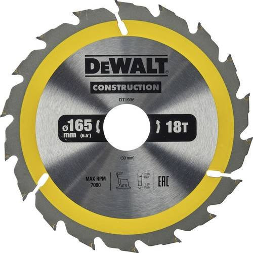 DeWalt Kreissägeblatt für Handkreissägen DT1936-QZ mit 165 mm Durchmesser und 30 mm Bohrung - Bild 1