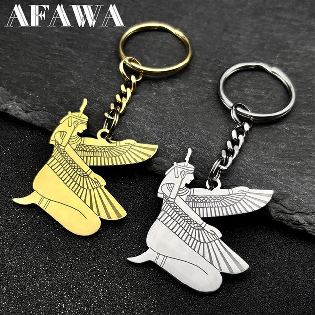 AFAWA Schlüsselanhänger Ägyptische Mythologie Göttin Isis, Edelstahl, Unisex - Bild 1