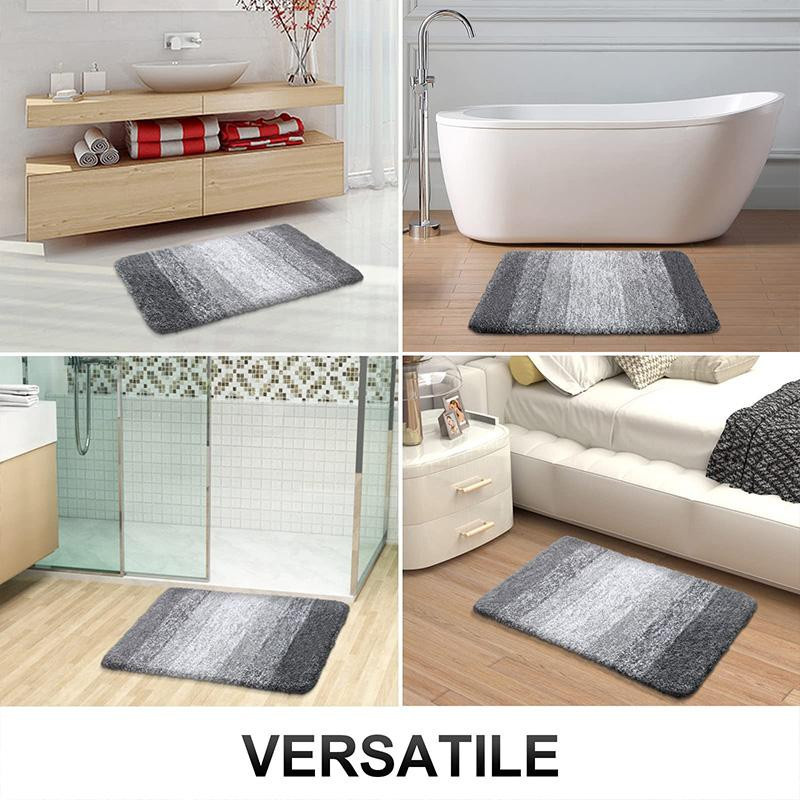 Rutschfeste und schnell trocknende Badematte aus Mikrofaser von Yiran Furniture in Grau, B/T: 60 x 40 cm - Bild 2